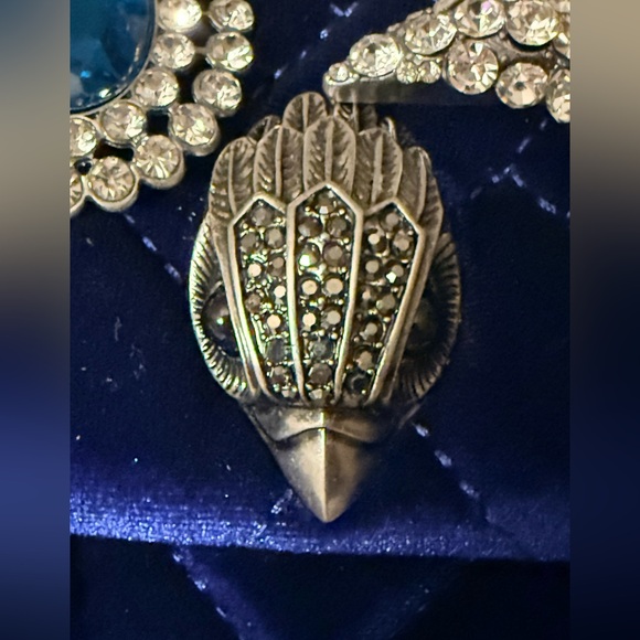 Kurt Geiger NWOT Elegant Blue Velvet Women's Crossbody Bag with Crystal Accents - Picture 3 of 16